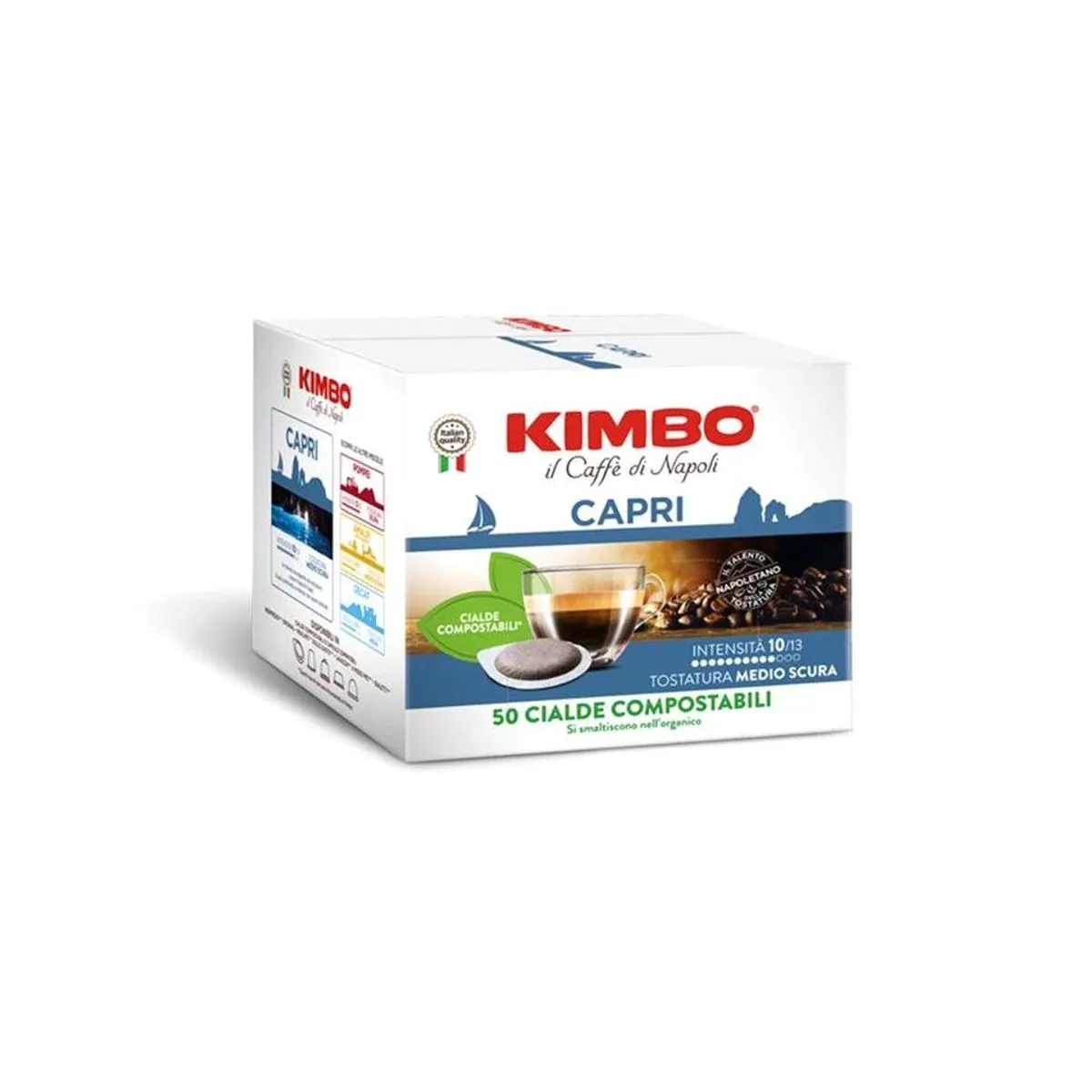 Kimbo CAPRI ESE Pads, intensiver Geschmack, kompostierbar, 50 Stück