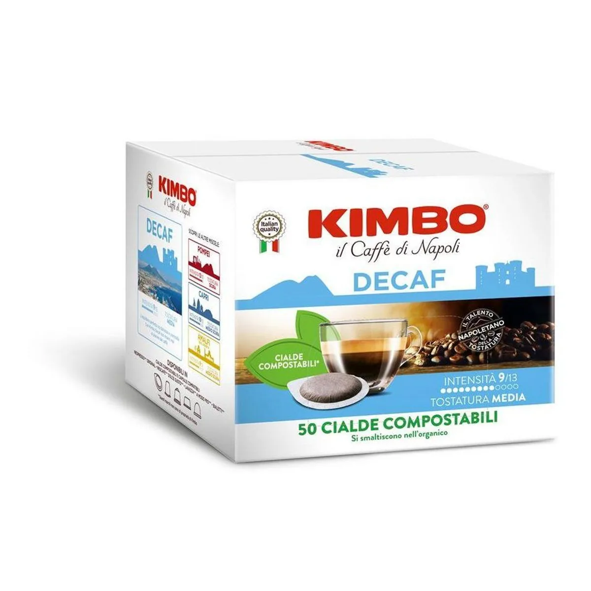 Kimbo DECAFF ESE Pads, vollmundig, aromatisch, entkoffeiniert — 50 Stück
