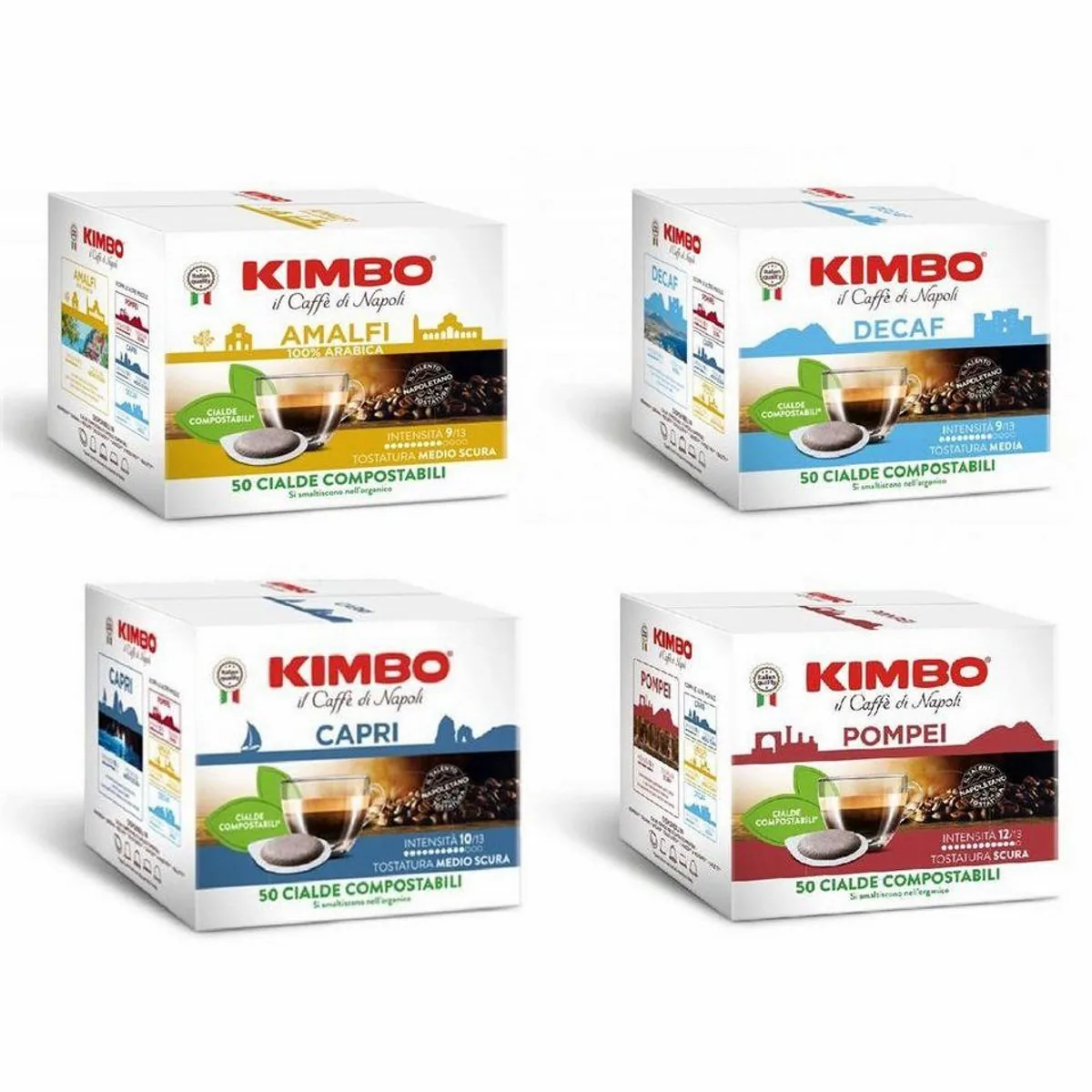 Kimbo Kaffeepad Mixset, 4 Sorten italienischer Kaffeegenuss — vielfältig, aromatisch, bequem