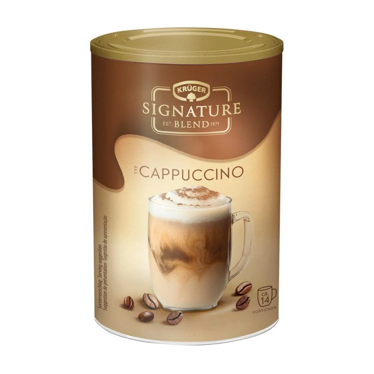 Krüger Signature Blend Cappuccino Getränkepulver, cremig-mild, 12,9 % Bohnenkaffee — 200g