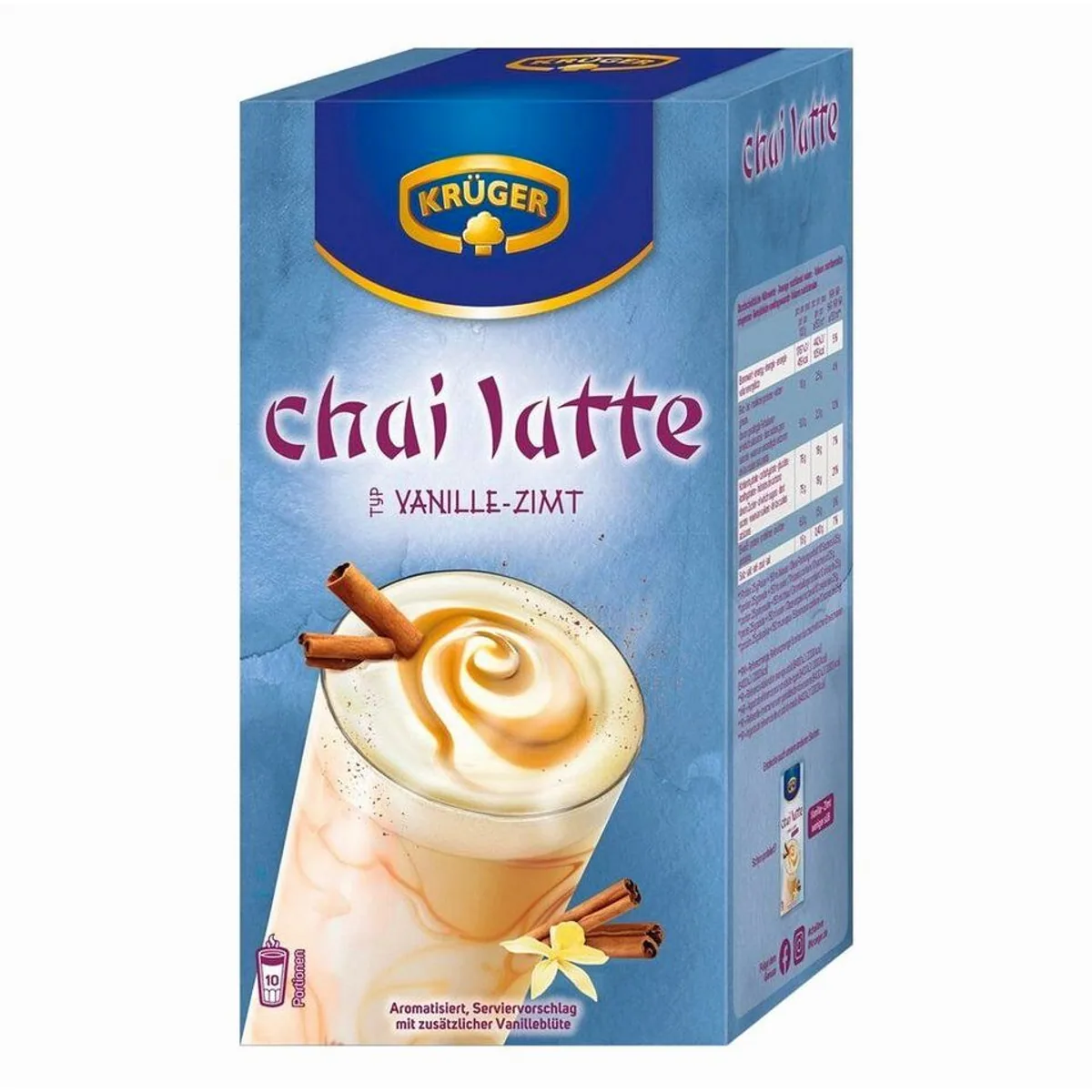 Krüger Chai Latte Vanille-Zimt, mild & cremig, 10 Portionssticks