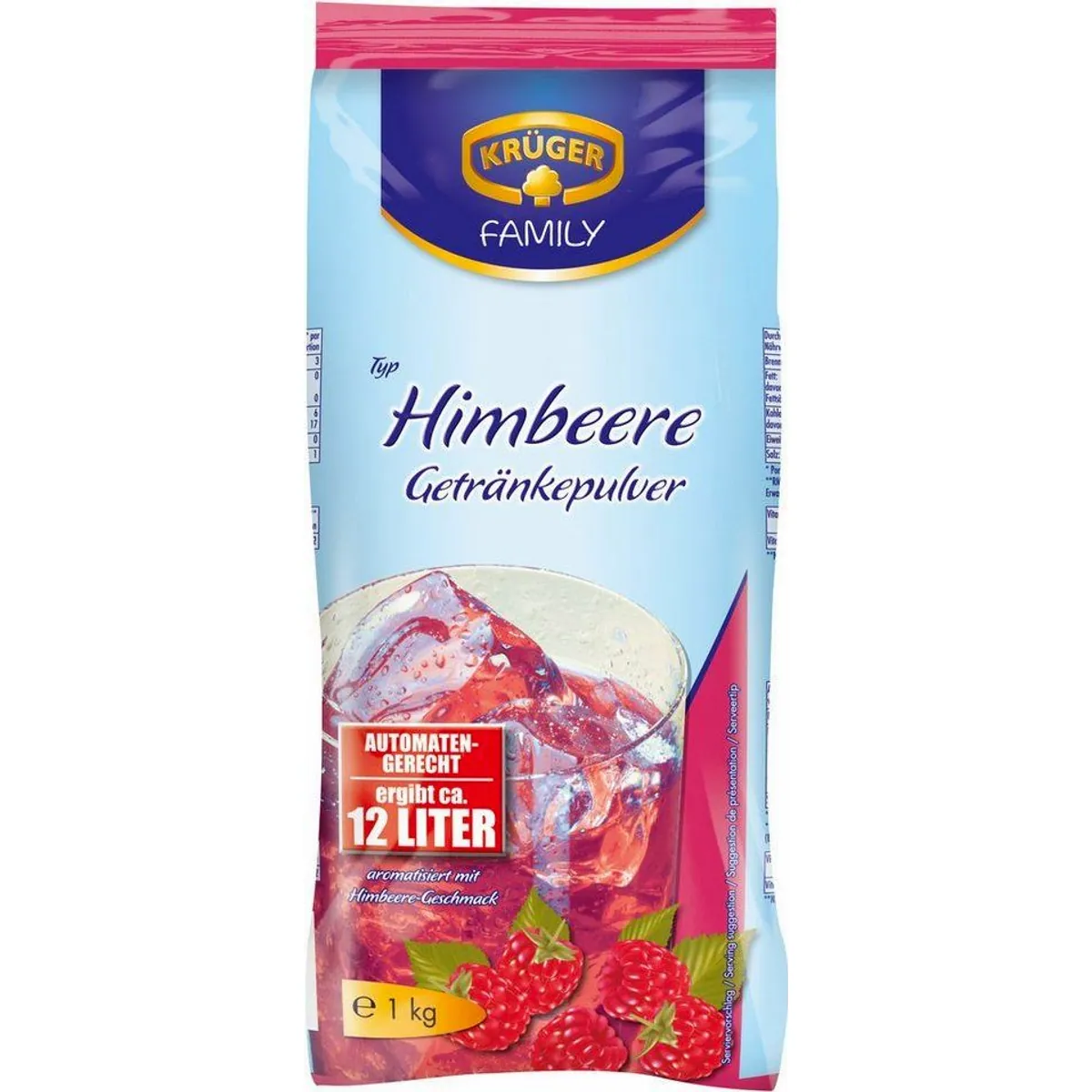 Krüger Himbeere Instantpulver 1000g, fruchtiger Genuss, einfache Zubereitung, vitaminreich
