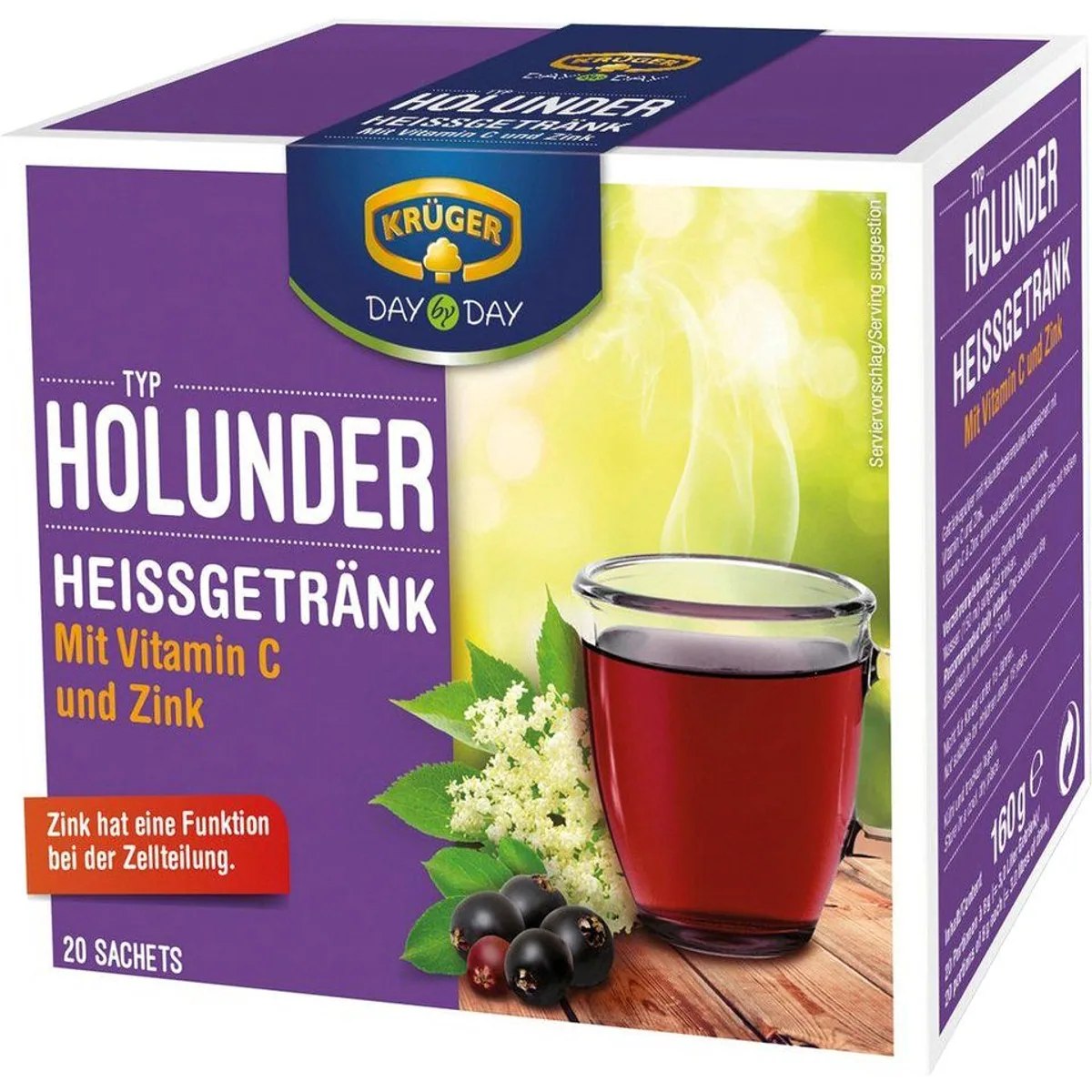 Krüger Holunder Heißgetränk 160g, fruchtiger Geschmack, reich an Vitamin C, einfach zuzubereiten