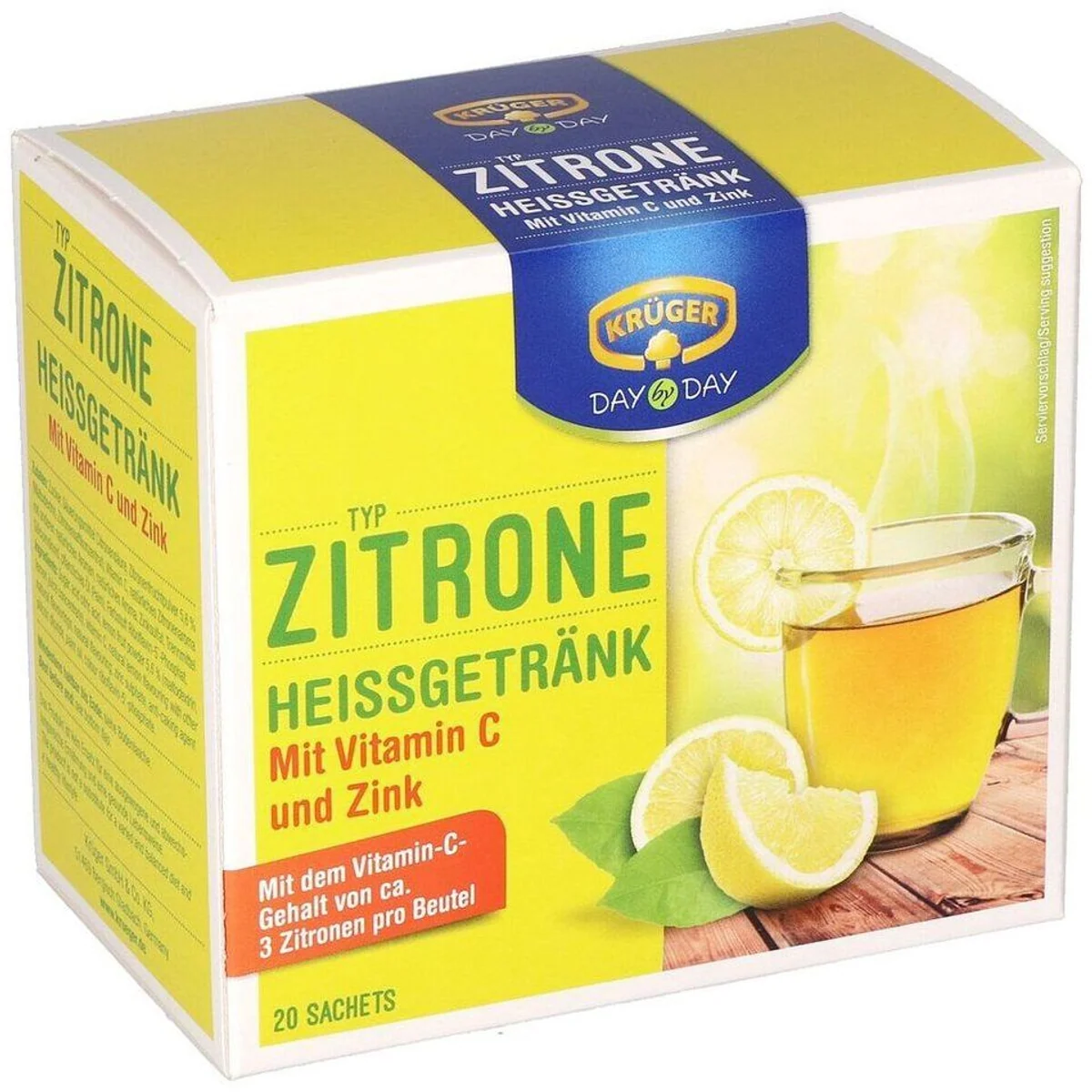 Krüger Heiße Zitrone, Instantpulver mit Vitamin C und Zink — 20 Portionen für Ihre Auszeit