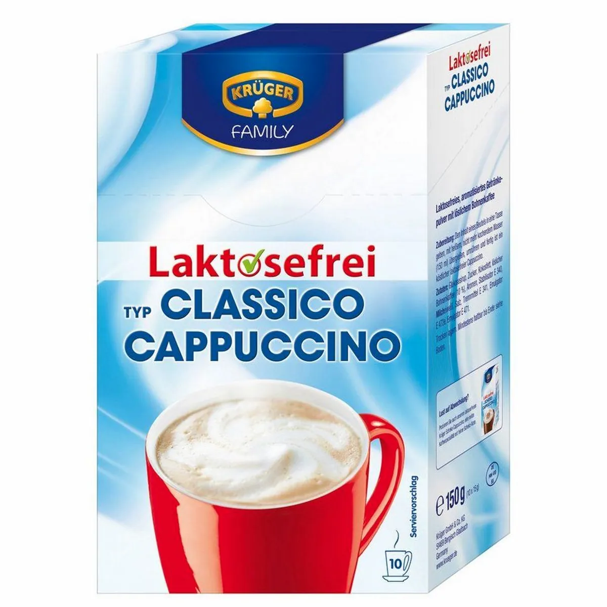 Krüger Cappuccino Classico laktosefrei, extra Schaum, 150g — genussvoll, schaumig, laktosefrei 2