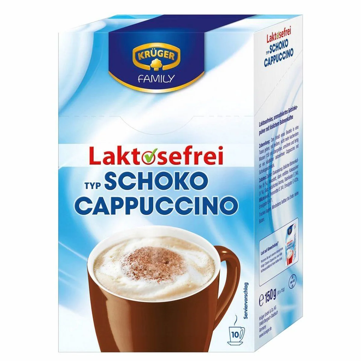 Krüger Cappuccino Schoko, cremig, laktosefrei, belebend — 10x15g im 4er Pack 2