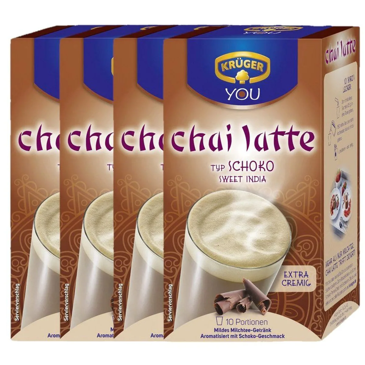 Krüger Chai Latte Typ Schoko, cremig & aromatisch, 4 x 250g
