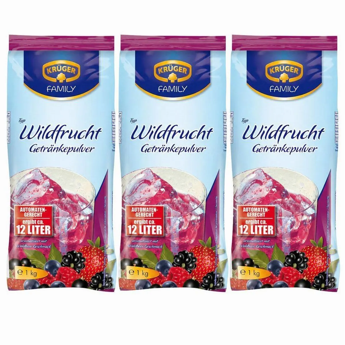 Krüger Wildfrucht Getränkepulver, fruchtiger Genuss für 12 Liter — vielseitig verwendbar, einfache Zubereitung, ideal für Desserts