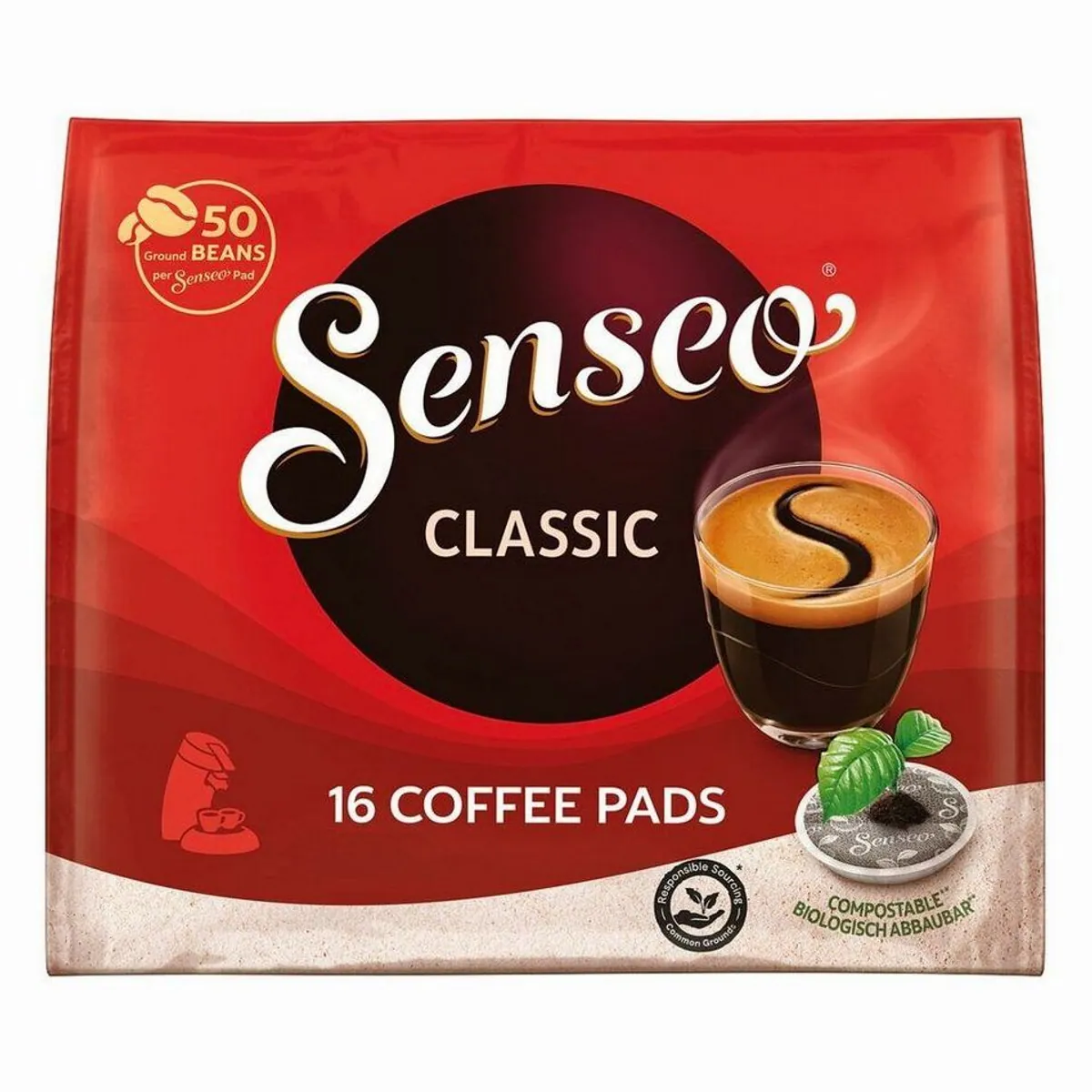 Senseo Kaffee Classic Pads, aromatisch ausgewogen, 16 Stück