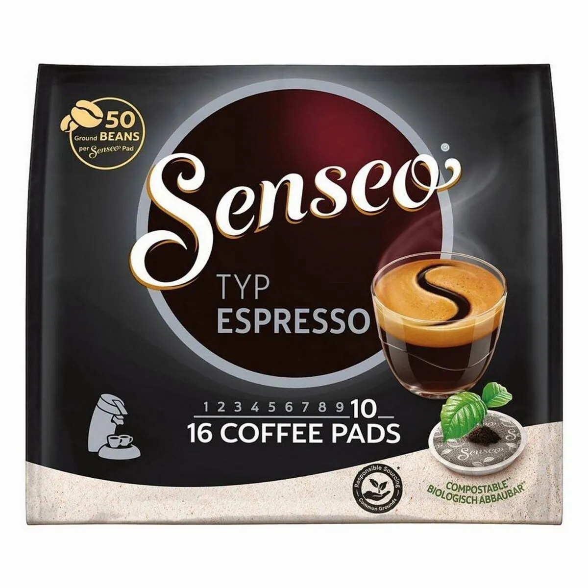 Senseo Espresso Kaffeepads, intensives Aroma & sanfte Crema — 16 Stück