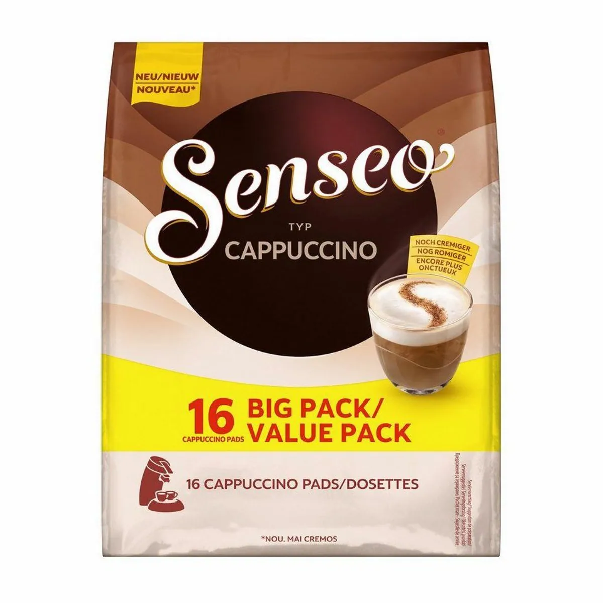 Senseo Typ Cappuccino Kaffeepads, cremiger Genuss in 5er Pack — 80 Getränke 2