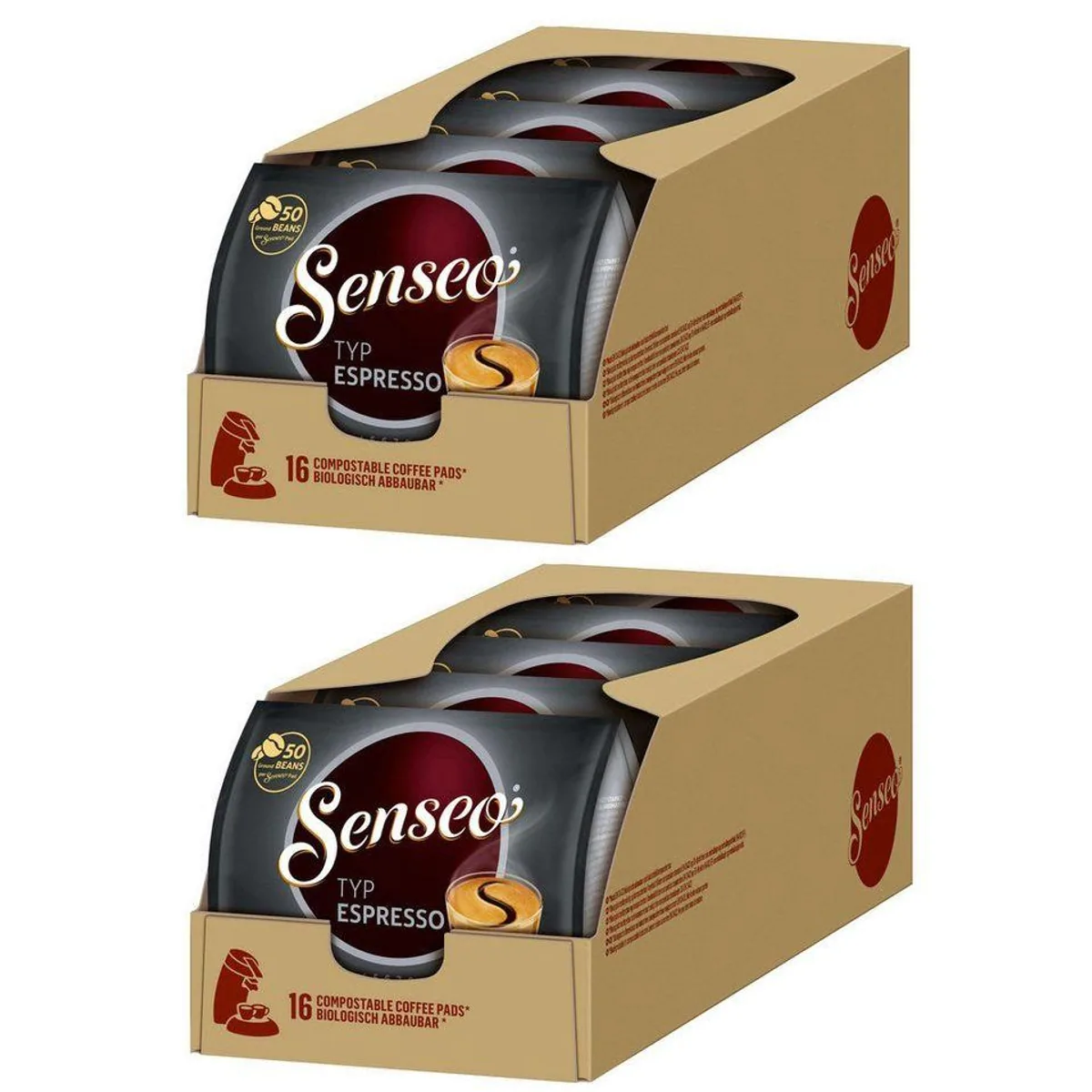 Senseo Typ Espresso Kaffeepads, intensiv und würzig — 100% Arabica, 160 Pads