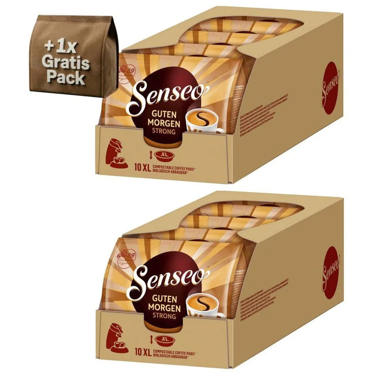 Senseo Guten Morgen Strong XL Pads, extra starke Röstung, 10x10 + 1x10 Gratis