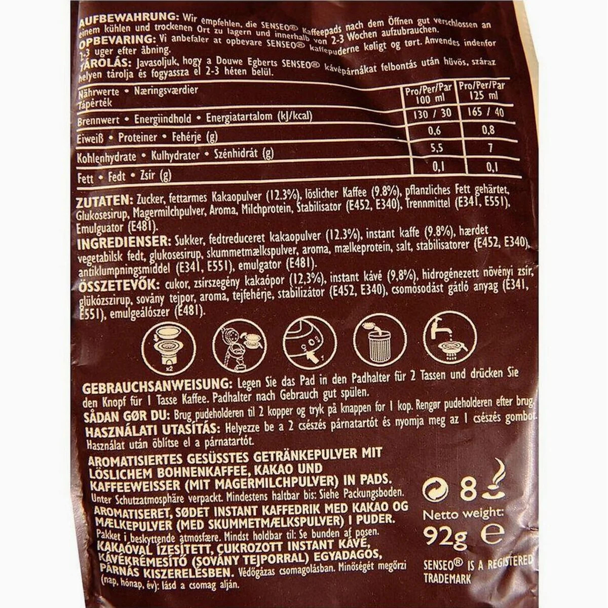 Senseo Cappuccino Schoko Pads, sanfte Schokoladen-Cappuccino-Noten, 8 Stück 3